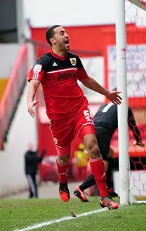 Bristol City V Barnsley Prints: Bristol City's Lewin Nyatanga Scores Dramatic Winning Goal Against Barnsley in Npower Championship (2013)
