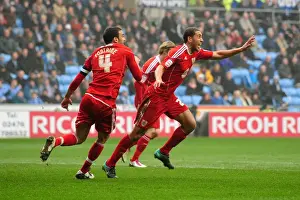 Bristol City's Lewin Nyatanga Scores His Second Goal: Triumphant Moment in Coventry City vs. Bristol City Championship Match (05-03-2011)