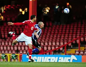 Bristol City V Sheffield Wednesday Prints: Bristol City's Liam Fontaine Narrowly Misses Header Goal vs