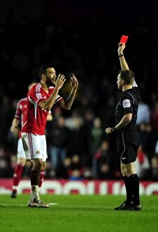 Bristol City v Watford Collection: Bristol City's Liam Fontaine Receives Red Card Against Watford (2012)