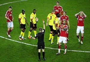 Images Dated 20th March 2012: Bristol City's Liam Fontaine Receives Straight Red: Disbelief at Ashton Gate