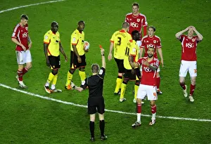 Bristol City's Liam Fontaine Receives Straight Red: Disbelief at Ashton Gate (Bristol City v Watford)