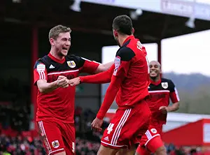 Bristol City V Barnsley Prints: Bristol City's Liam Fontaine and Steven Davies Celebrate Goal vs Barnsley, 2013