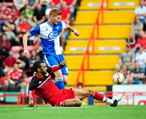 Bristol City's Liam Fontaine Tackles Matt Harold in Louis Carey's Testimonial Match (2012)