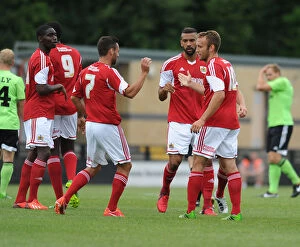 Images Dated 20th July 2013: Bristol City's Liam Kelly Scores and Celebrates Against Forest Green Rovers in Preseason 2013
