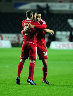 Framed Print : Bristol City's Louis Carey and Steven Caulker Celebrate Championship Victory Over Swansea City (10 / 11 / 2010)