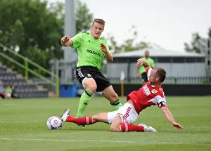 Forest Green Rovers V Bristol City Prints: Bristol City's Louis Carey Tackles Yan Klukowski of Forest Green Rovers - Preseason 2013