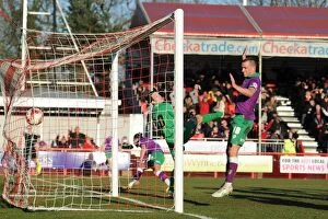 Images Dated 7th March 2015: Bristol City's Luke Ayling Scores Headers Past Crawley Town's Lewis Price