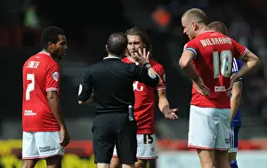 Bristol City V Brentford Prints: Bristol City's Luke Freeman Argues with Referee after Red Card vs. Brentford (150815)