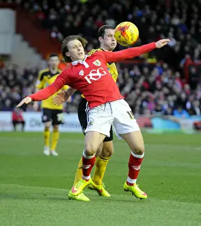 Bristol City V Sheffield United Prints: Bristol City's Luke Freeman Shields Off Michael Doyle's Challenge during Bristol City vs Sheffield United