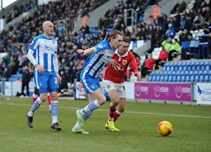 Colchester United V Bristol City Prints: Bristol City's Luke Freeman vs Elliott Hewitt in Colchester United Clash