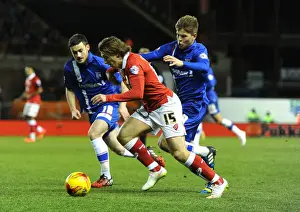 Bristol City V Gillingham JPT Prints: Bristol City's Luke Freeman vs Gillingham's Jake Hessenthaler - Intense Rivalry on the Football Field