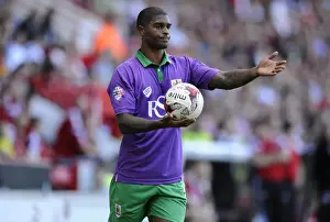 Bristol City's Mark Little in New Purple-Green Third Kit at Bramal Lane: Sheffield United vs. Bristol City, Sky Bet League One Opening Game (August 9, 2014)