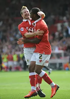 Bristol City V Doncaster Rovers Prints: Bristol City's Mark Little and Wade Elliott Celebrate Goal Against Doncaster Rovers