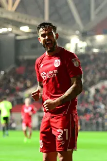 Bristol City's Marlon Pack Celebrates Tammy Abraham's Goal: 2-0 vs. Huddersfield Town (Sky Bet Championship, 2017)