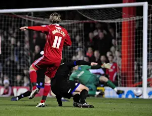 Bristol City's Martyn Woolford Thwarted by Jamie Ashdown: Championship Clash Between Bristol City and Portsmouth, 8th March 2011