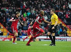 Images Dated 9th February 2013: Bristol City's Marvin Elliott Celebrates Goal Against Nottingham Forest, Npower Championship (2013)