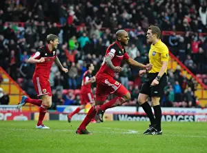 Bristol City's Marvin Elliott Celebrates Goal Against Nottingham Forest, Npower Championship (2013)