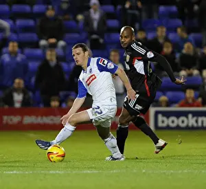 Tranmere Rovers V Bristol City Prints: Bristol City's Marvin Elliott Closes In on Tranmere's Jason Koumas during Sky Bet League One Match