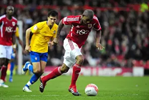 Bristol City's Marvin Elliott Faces Off Against Southampton in Championship Match at Ashton Gate Stadium (November 26, 2011)