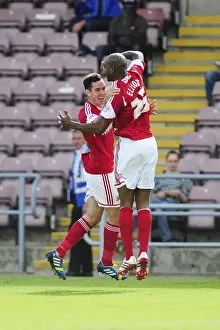 Coventry City V Bristol City Prints: Bristol City's Marvin Elliott and Greg Cunningham Celebrate Goal vs Coventry City