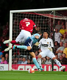 Bristol City V Hull City Prints: Bristol City's Marvin Elliott Heads Over: Championship Clash Between Bristol City and Hull City