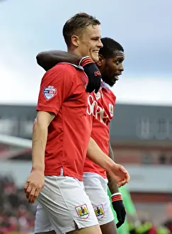 Bristol City's Matt Smith and Jay Emmanuel-Thomas Celebrate Goal Against Sheffield United - February 14