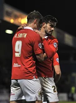 Framed Print : Bristol City's Matt Smith and Marlon Pack Celebrate Goal in Johnstone's Paint Trophy Area Final against Gillingham