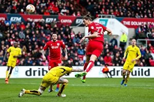 Images Dated 4th March 2017: Bristol City's Milan Djuric Scores Dramatic Header Against Burton Albion