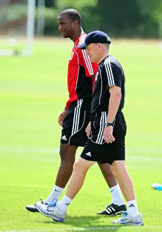 Pre-Season Training Prints: Bristol Citys new signing Kalifa Cisse with Bristol City Manager, Steve Coppell