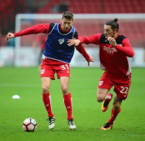 Bristol City V Fleetwood Town Prints: Bristol City's New Signings Jens Hegeler and Milan Djuric Warm Up Ahead of FA Cup Clash with Fleetwood Town