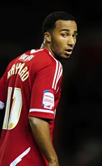 Bristol City's Nicky Maynard in Action Against Reading in Championship Match at Ashton Gate Stadium (September 27, 2011): Editorial Football Image