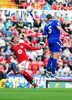 Bristol City V Ipswich Town Prints: Bristol City's Nicky Maynard Capitalizes on Ipswich's Delaney's Missed High Ball