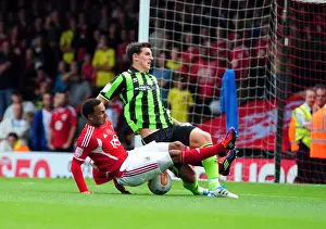 Bristol City's Nicky Maynard Denied by Lewis Dunk in Championship Clash vs. Brighton (10-09-2011)