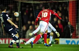 Bristol City V Millwall Prints: Bristol City's Nicky Maynard Denied by Millwall's Steve Mildenhall in Championship Clash - 03/01/2012
