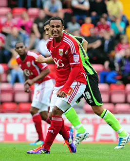 Bristol City V Brighton Prints: Bristol City's Nicky Maynard Displays Frustration During Championship Match Against Brighton (10-09-2011)