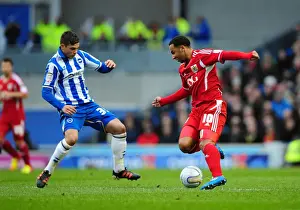 Brighton V Bristol City Prints: Bristol City's Nicky Maynard Fights for Ball in Championship Match against Brighton - 14/01/2012