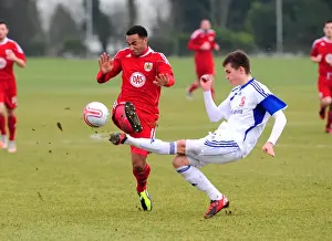 Bristol City Res V Swindon Res Prints: Bristol City's Nicky Maynard Fights for Possession Against Swindon Defense