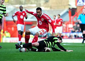 Bristol City V Scunthorpe United Prints: Bristol City's Nicky Maynard Foul by Sam Togwell in Championship Match (Feb 2010)