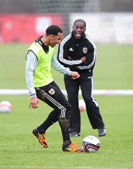 Bristol City's Nicky Maynard: A Light-Hearted Moment Amidst Training at Memorial Stadium