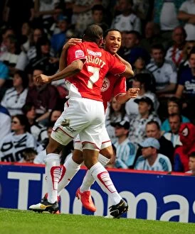 Images Dated 24th April 2010: Bristol City's Nicky Maynard and Marvin Elliott Celebrate Goal in Championship Match against Derby