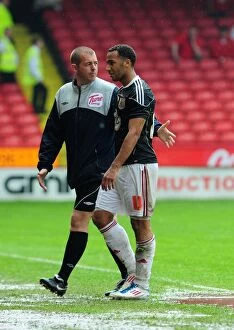 Images Dated 23rd April 2011: Bristol City's Nicky Maynard Receives Straight Red Card for Two-Footed Challenge in Sheffield