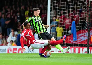 Bristol City V Brighton Prints: Bristol City's Nicky Maynard Thwarts by Brighton's Lewis Dunk in Championship Clash - 10/09/2011