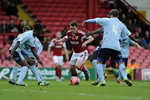 Bristol City V Dagenham And Redbridge Prints: Bristol City's Nicky Shorey Faces Intense FA Cup Challenge from Dagenham and Redbridge Players