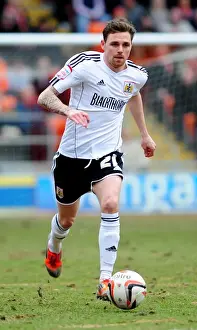 Framed Print : Bristol City's Paul Anderson at Bloomfield Road during Blackpool vs. Bristol City Npower Championship Match, March 2013
