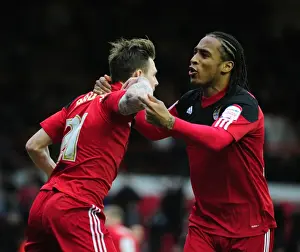 Bristol City Vs Peterborough Prints: Bristol City's Paul Anderson and Neil Danns Celebrate 1-0 Goal Against Peterborough