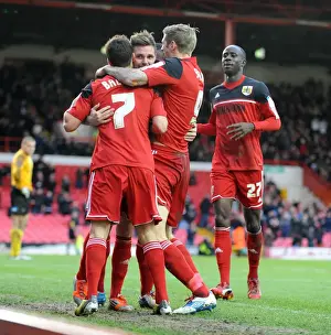 Bristol City Vs Peterborough Prints: Bristol City's Paul Anderson and Sam Baldock Celebrate Goals Against Peterborough