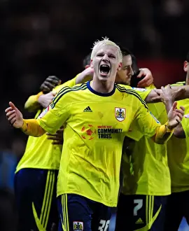 Bristol City's Ryan McGivern Celebrates Goal Against Southampton in Championship (Dec 30, 2011)