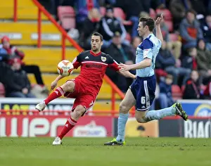 Framed Print : Bristol City's Sam Baldock Attempts A Flick Over Middlesbrough's Stephen McManus During Npower Championship Match