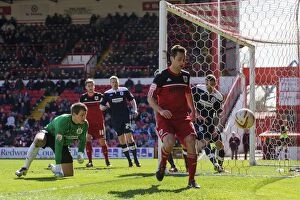 Images Dated 27th April 2013: Bristol City's Sam Baldock Disappointed as Shot Goes Wide Against Huddersfield